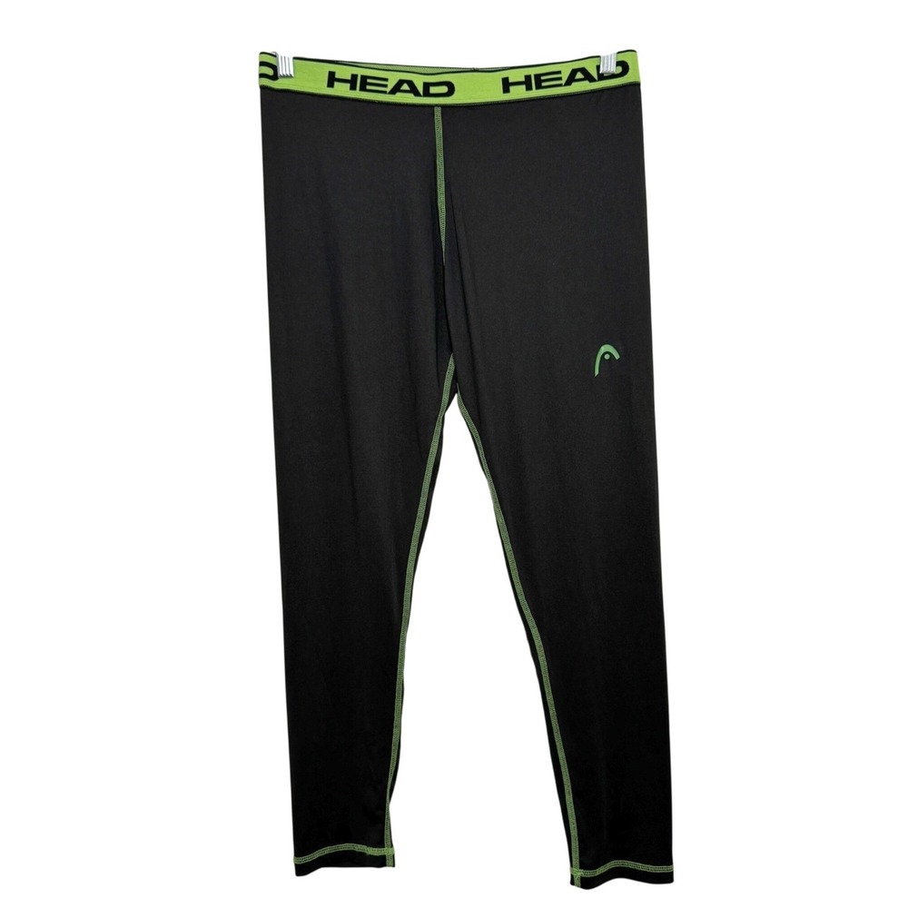Head Mens Compression Leggings Black Lime Green Athletic Training Tights Large